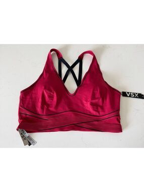 VS VSX Elevate Refined Contours Red Lacquer Plunge Sports Bra Size XL